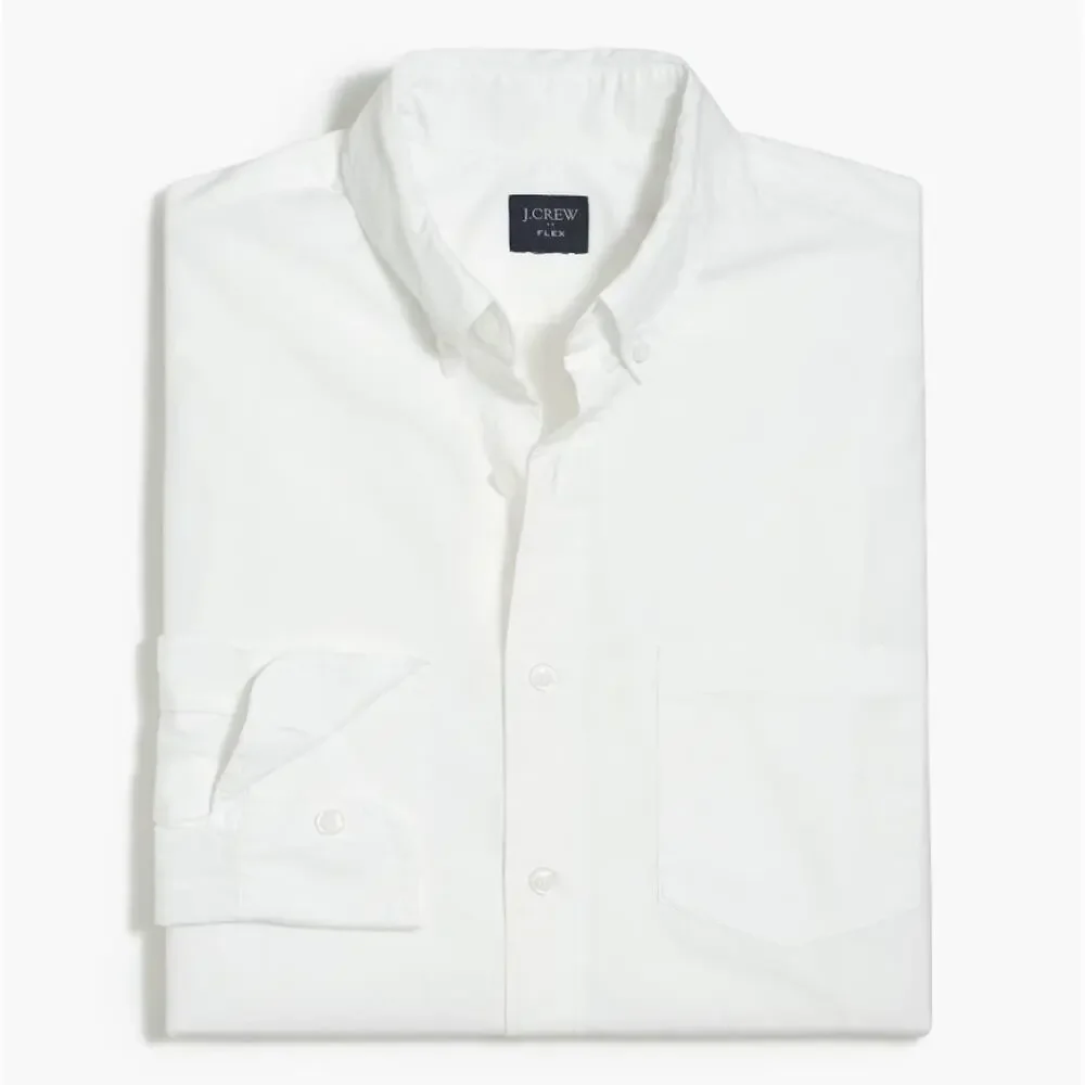 J.Crew Slim Flex Casual Shirt Mens S White Button Up Long Sleeve Stretch Cotton